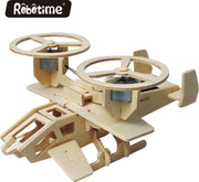 Robotime P350 Samson houten speelgoed vliegtuig met zonnecel