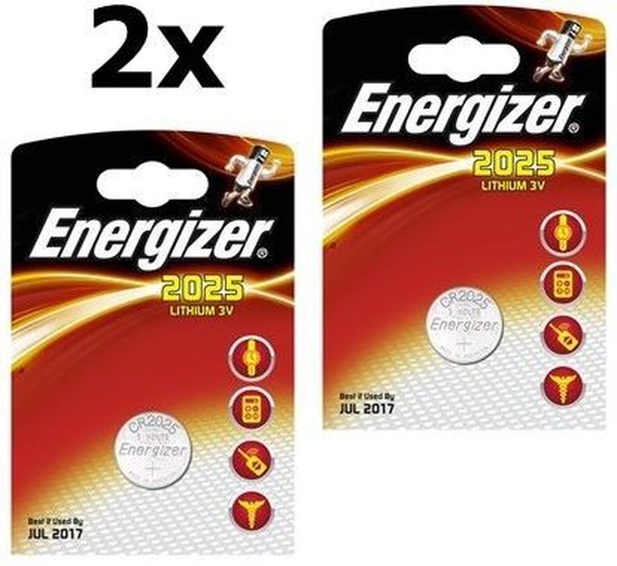 2 Stuks (2 Blister a 1st) Energizer CR2025 3v lithium knoopcel batterij