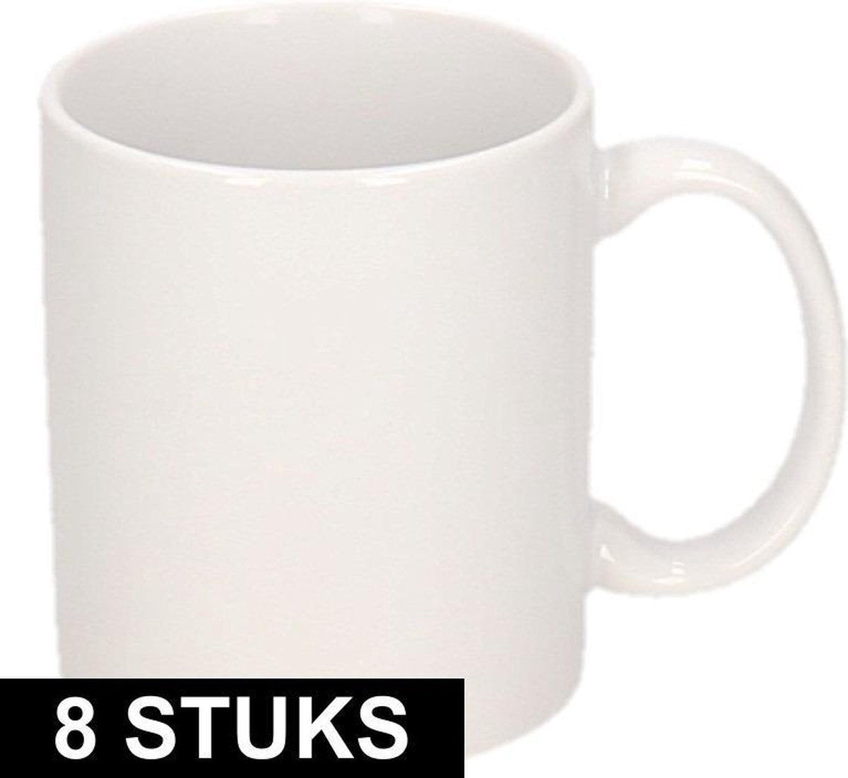 8x Onbedrukte witte mokken 300 ml - blanco koffiemokken