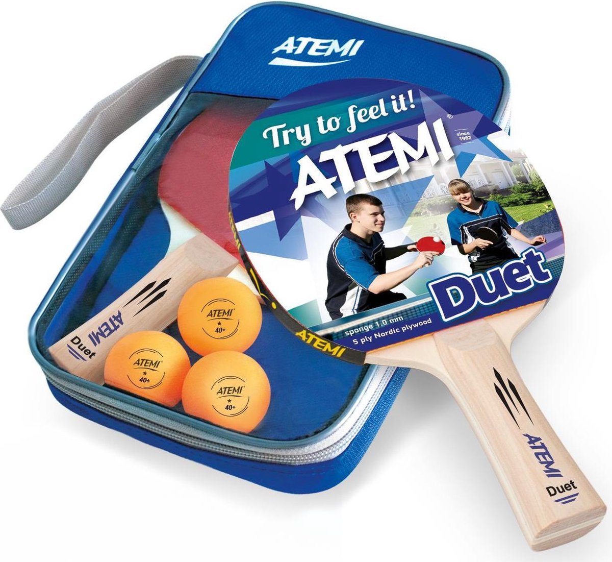 TafelTennis SET Atemi Duet 2 bats 3x1ster bal
