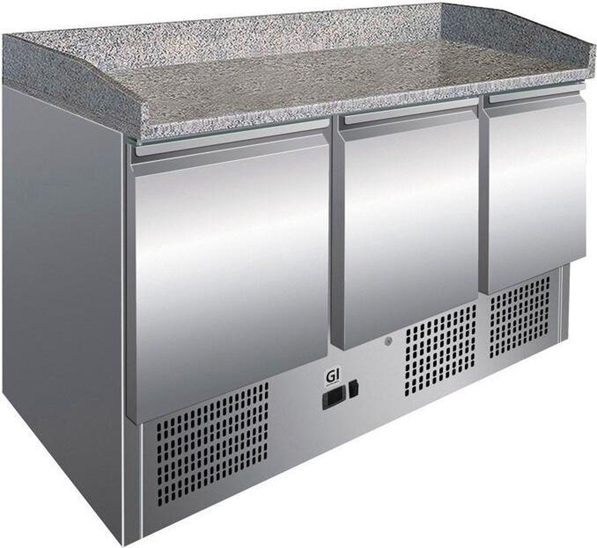 Gastro-Inox RVS Werkbank Met 3 Deuren & Marmer Werkblad