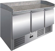 Gastro-Inox RVS Werkbank Met 3 Deuren & Marmer Werkblad