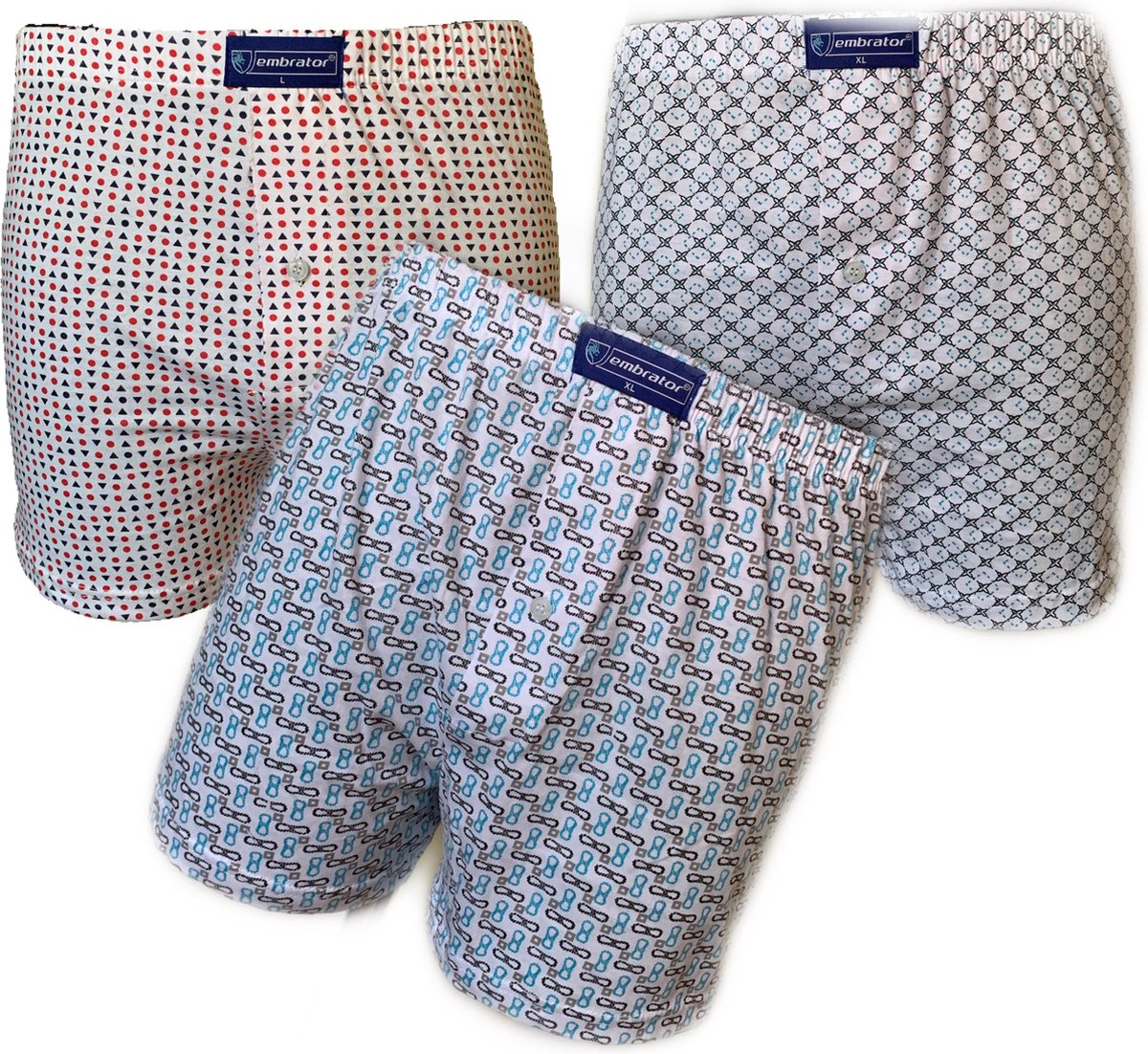Embrator 3-stuks mannen Boxershorts Loose Fit katoen maat 4XL
