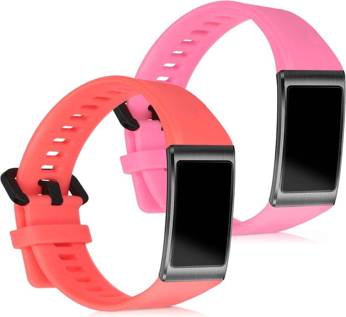kwmobile 2x horlogeband voor Honor Band 3 / Band 3 Pro - siliconen band voor fitnesstracker - roze / koraal