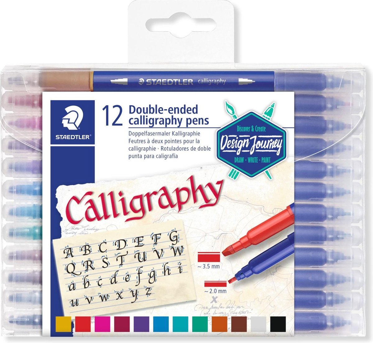 Calligraphy pen. duo punt - set 12 st