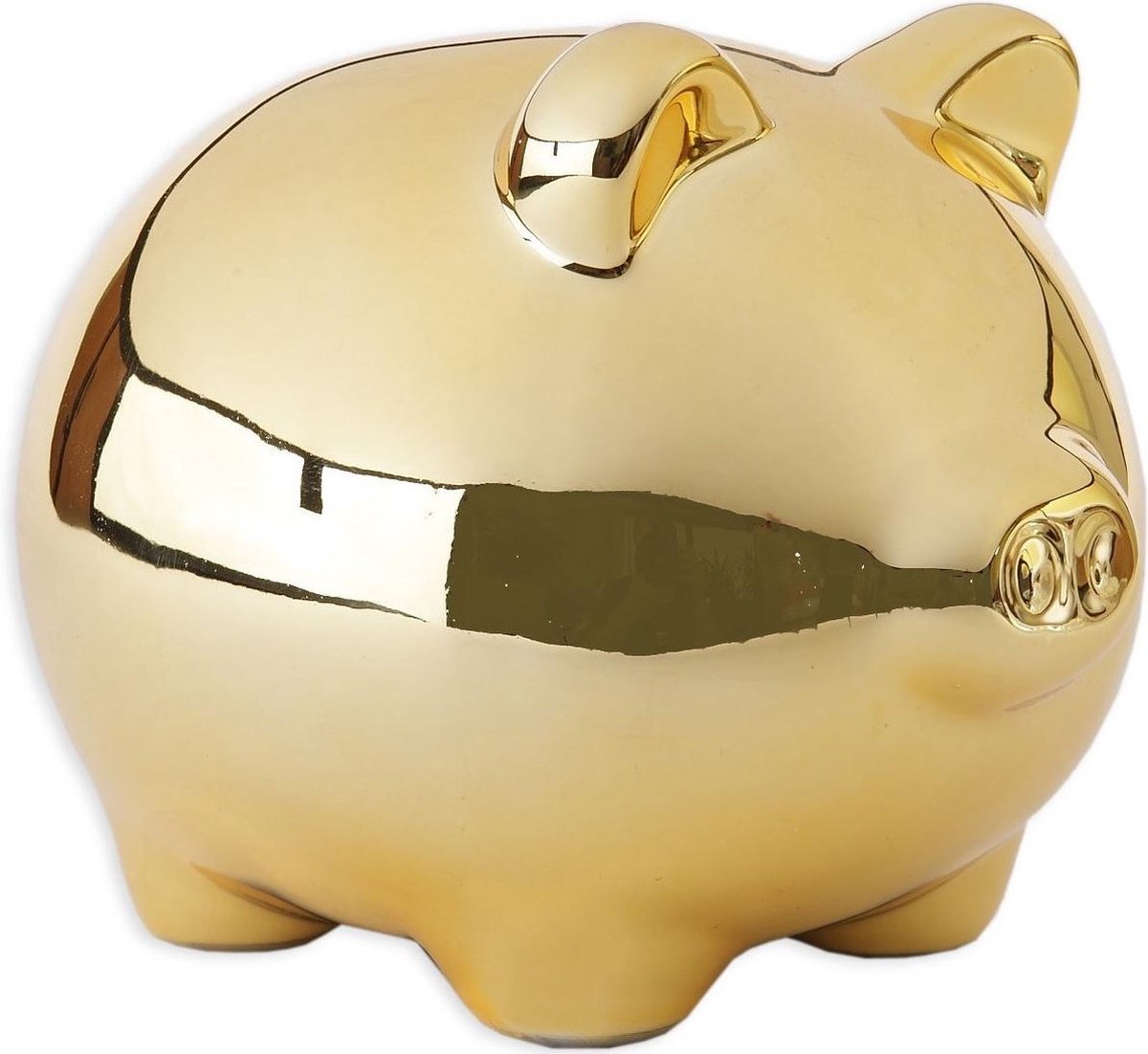 Dieren spaarpot goud varken/big 16 x 14 cm - Varkens/biggen cadeau spaarpotten - Geld sparen