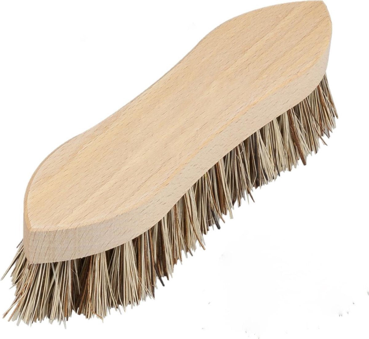 Schrobborstel van hout met fiber/palmvezel spitse neus bruin - Schoonmaakartikelen/schoonmaakborstels