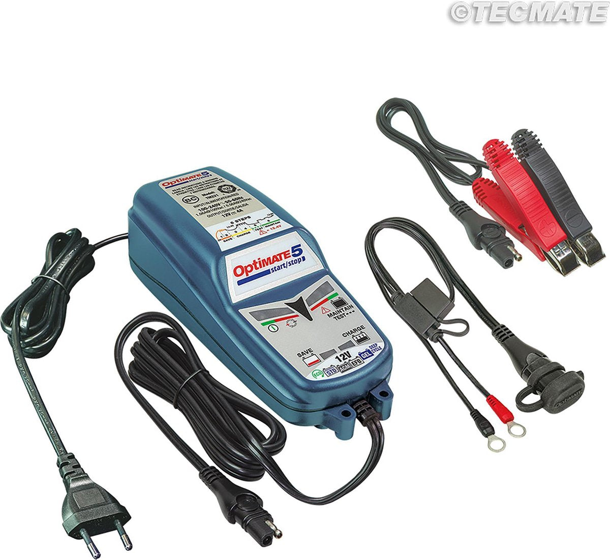 Optimate 5 - Start/Stop Druppellader 12 Volt 15 - 192 Ah 4 A Blauw