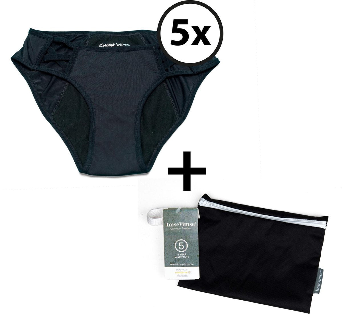 Starterspakket Cheeky Wipes menstruatie ondergoed - 5 x Feeling Sassy + wetbag - maat 42 - 44