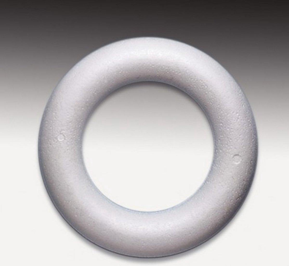 Styropor volle ring 25 cm [ Piepschuim ] 10 STUKS.  LEUK VOOR KERSTKRANSEN MAKEN.