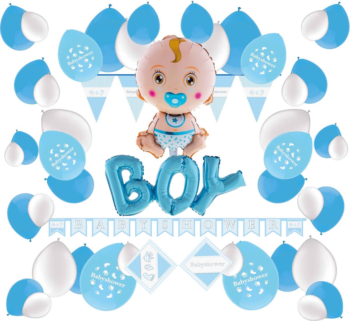 e-Carnavalskleding.nl Feestversiering pakket babyshower jongen | Versiering babyshower feest jongen | Babyshower feestversiering voor een baby feest | Leuk pakket baby jongen met feestartikelen voor de Babyshower Large