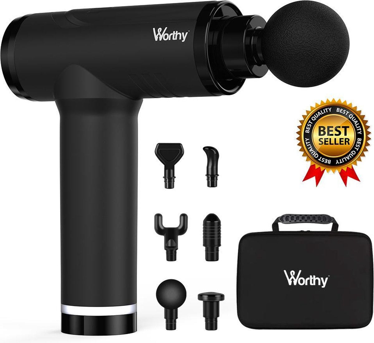 Worthy® - Massage Gun - Zwart - Inclusief koffer