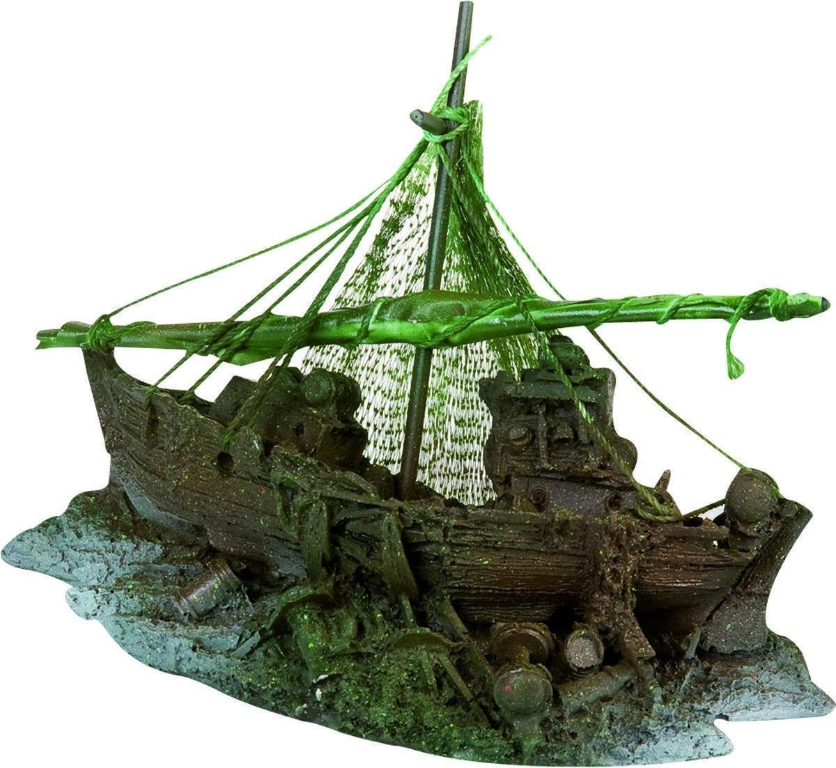 Aquarium Vissersboot - Bruin - 22.5 x 11 x 11 cm