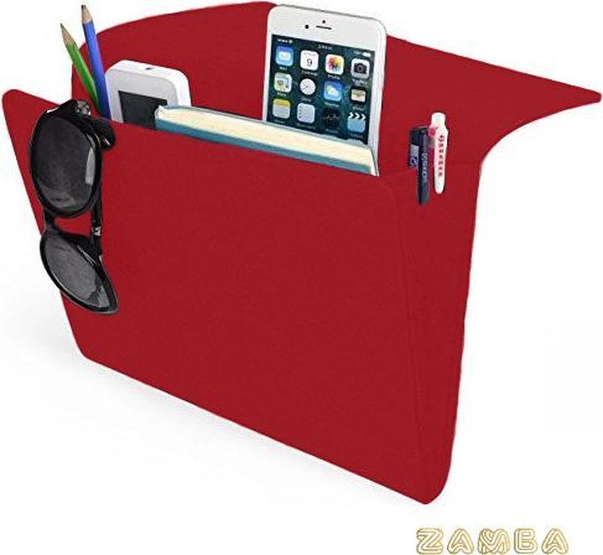 Zamba Vilten Opbergzak Voor Bed Of Bank | Opbergen | Opruimvak | Tijdschriftenbak | Slaapkamer & Woonaccessoires | Rood