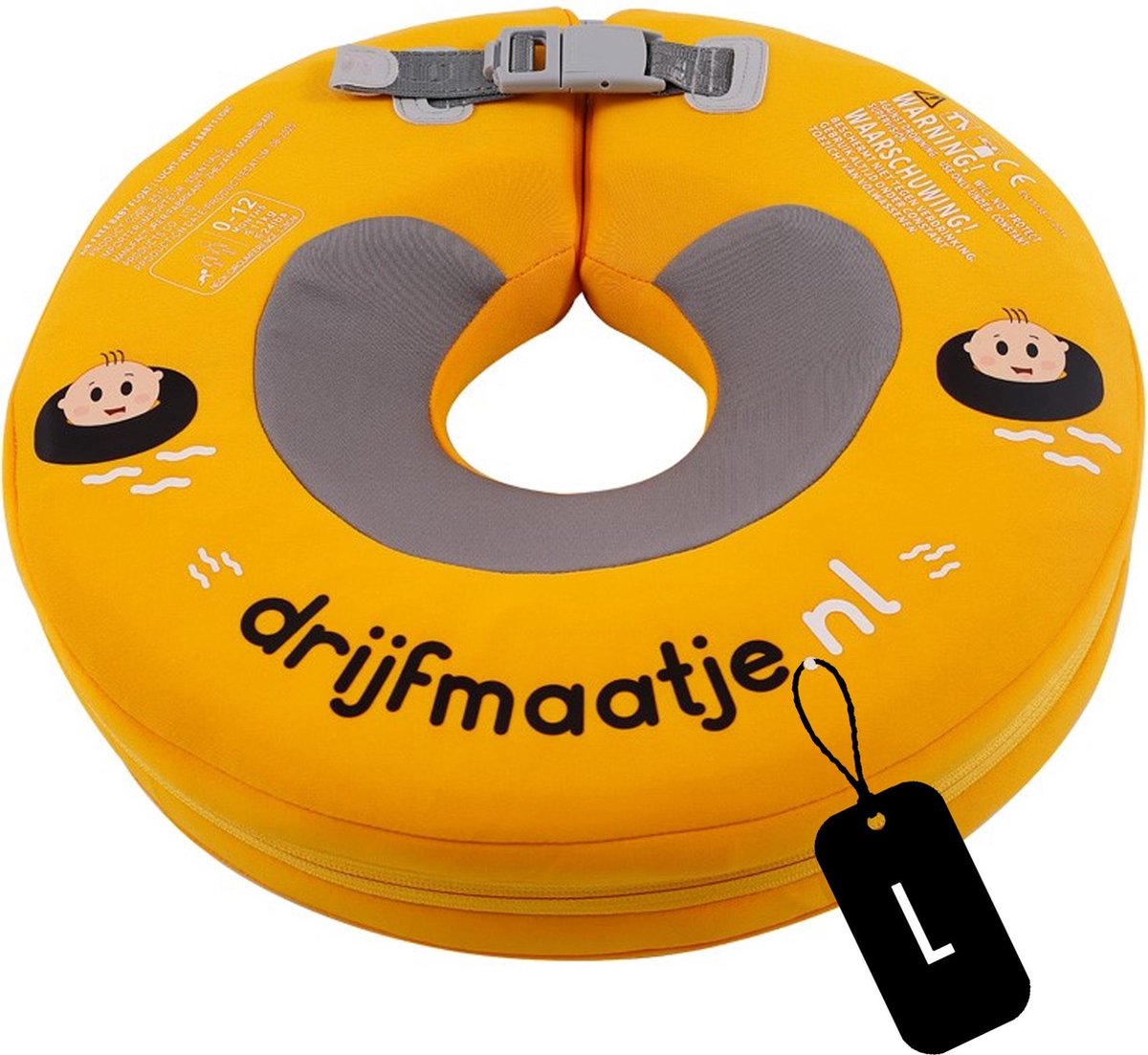 Drijfmaatje Babyfloat - Baby Zwemband - Nekring/Zwemring/Zwemkraag - 0-12 maanden - Baby Spa - Luchtvrij - Geel maat L