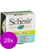 Schesir Kat Bouillon Tonijn/Dorade Blik - Kattenvoer - 28 x 70 g