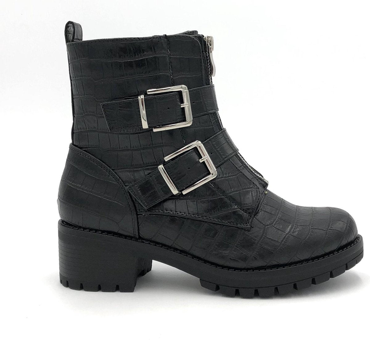 CROCO NEFF BOOTS - Maat 36 - Enkellaars - Croco - Zwart