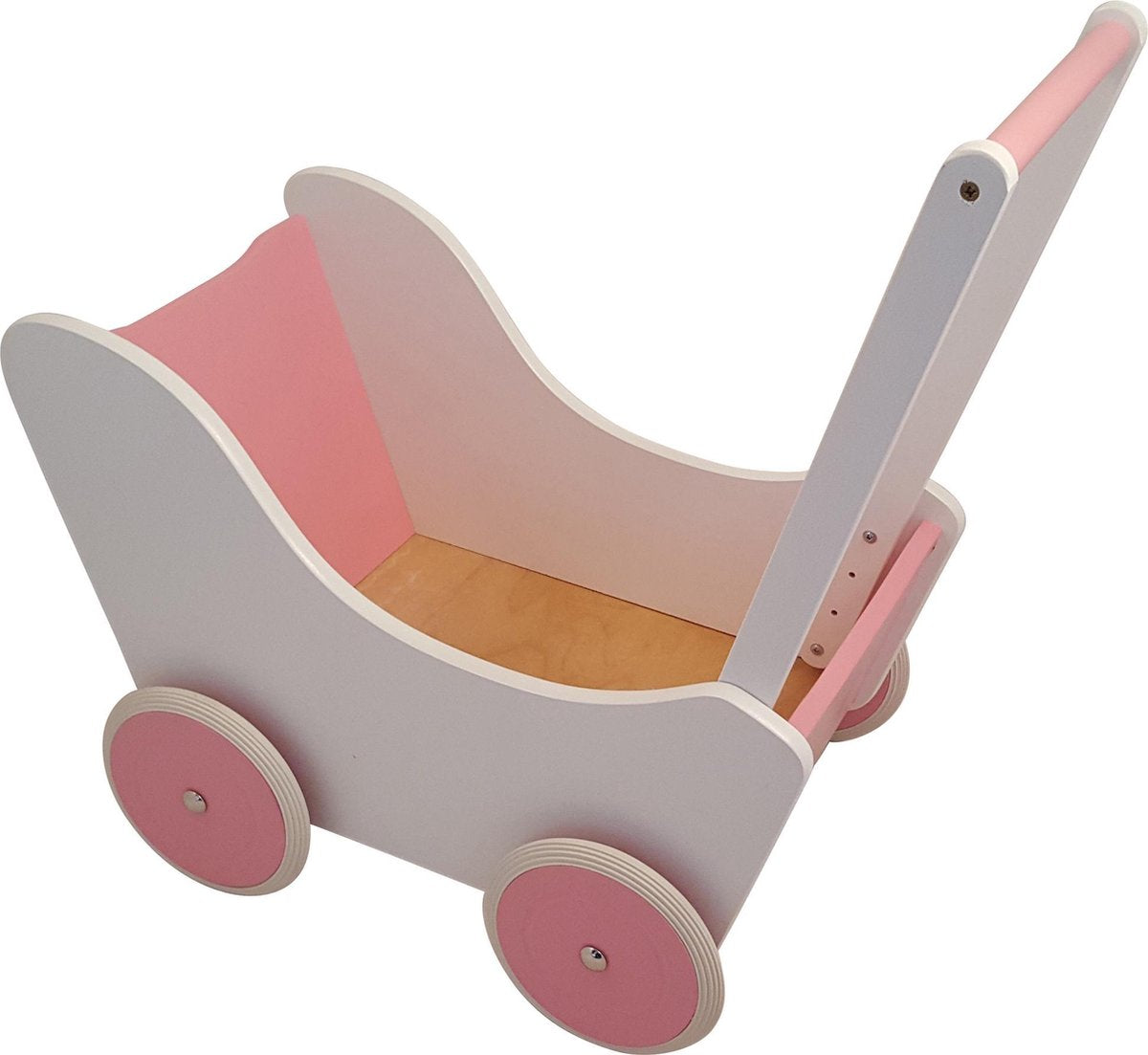 Playwood - Houten Poppenwagen wit met roze