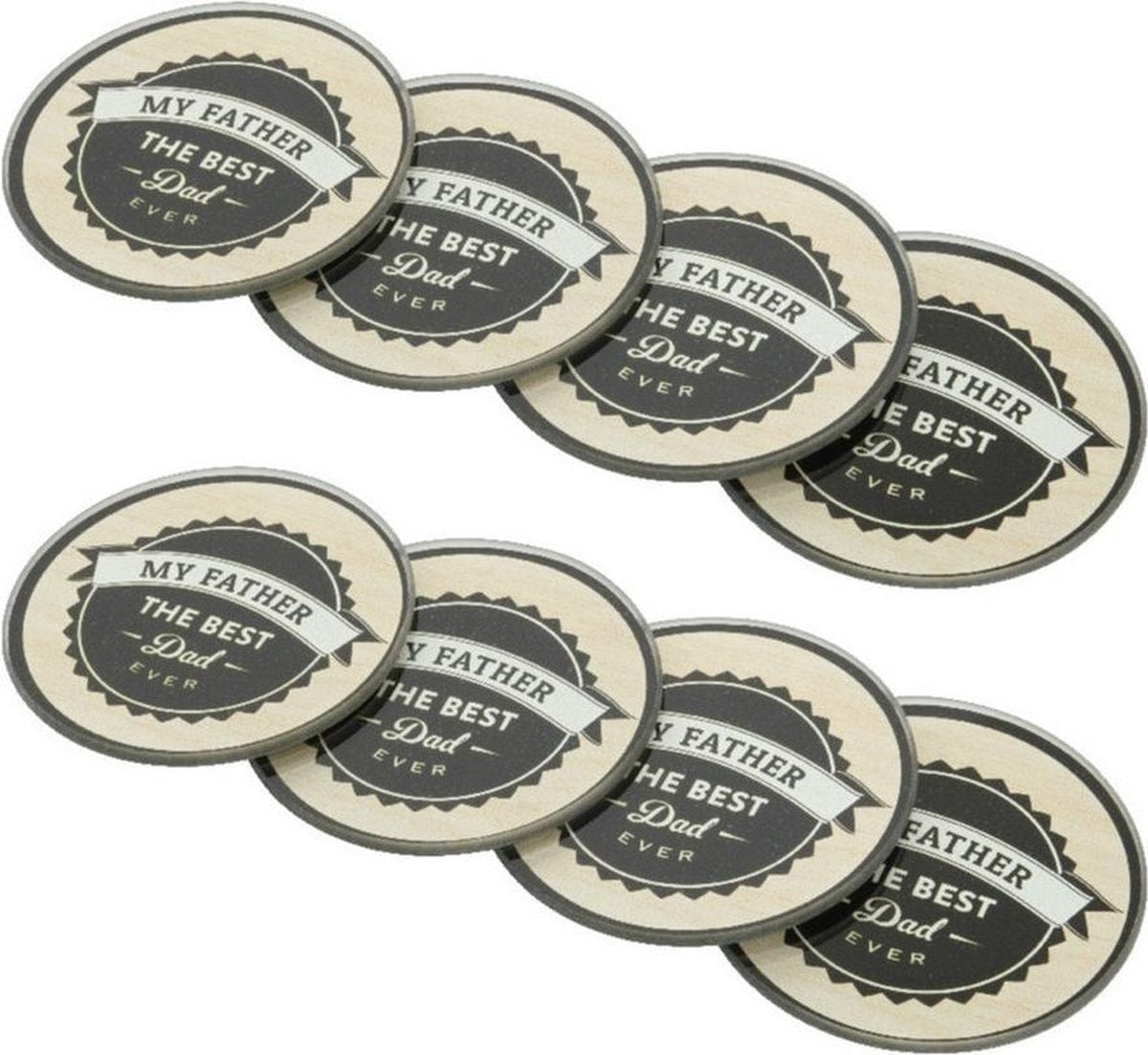 Vaderdagcadeau 8x bierviltjes/onderzetters My Father 9 cm - Vaderdag cadeautjes - Verjaardagscadeau papa