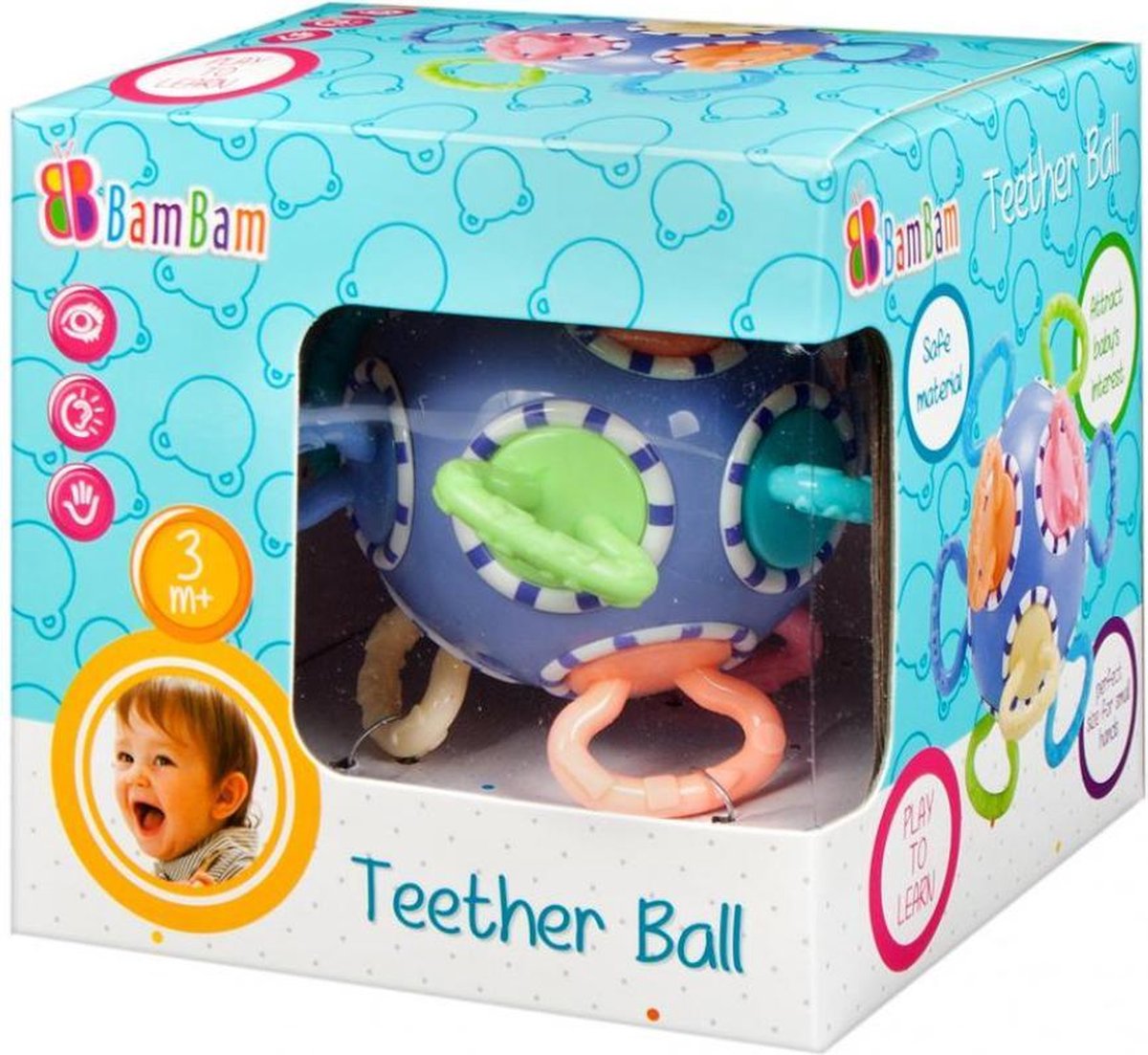Bam Bam Bijtring bal - Baby / Peuter Bijtspeelgoed Ontwikkeling tandjes rammelaar - 3+m