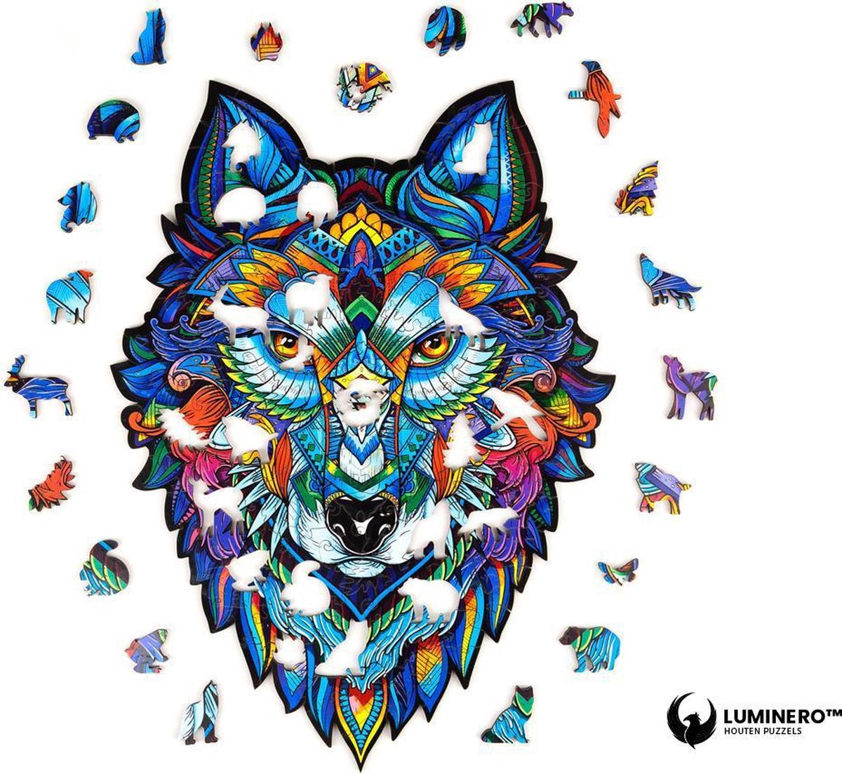 Luminero™ Houten Wolf Jigsaw Puzzel - A4 Formaat Puzzel - Unieke 3D Puzzels - Huisdecoratie - Wooden Puzzle - Volwassenen & Kinderen