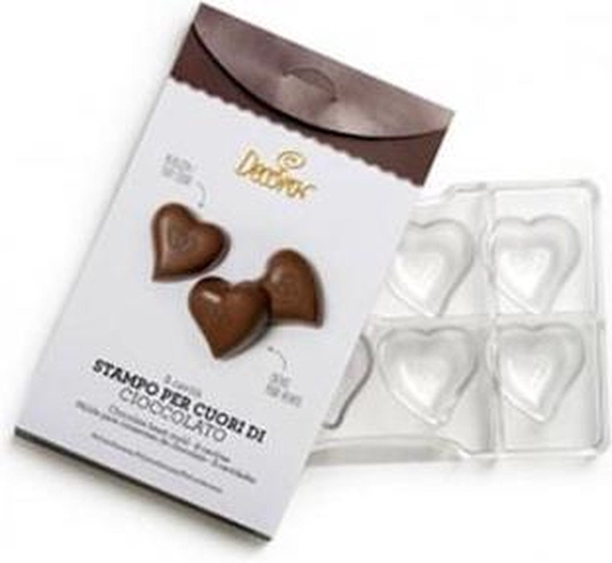 Chocolade mal hartjes met opdruk - Decora