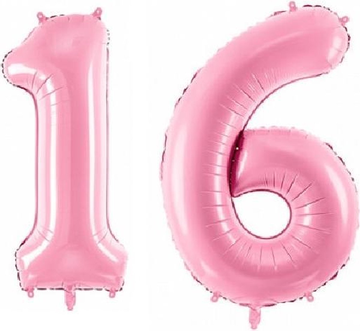 Folie ballon cijfer 16 jaar – 80 cm hoog – Roze – Sweet Sixteen - met gratis rietje - Feestversiering