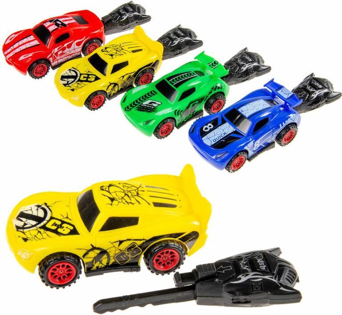 12 stuks wegschiet auto's - uitdeelcadeautjes