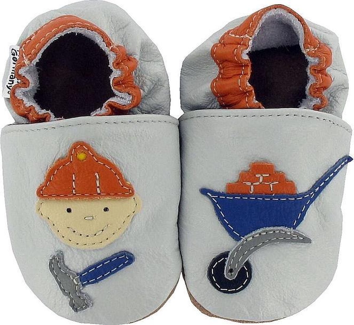 Hobea - babyslofjes - bouwvakker - grijs