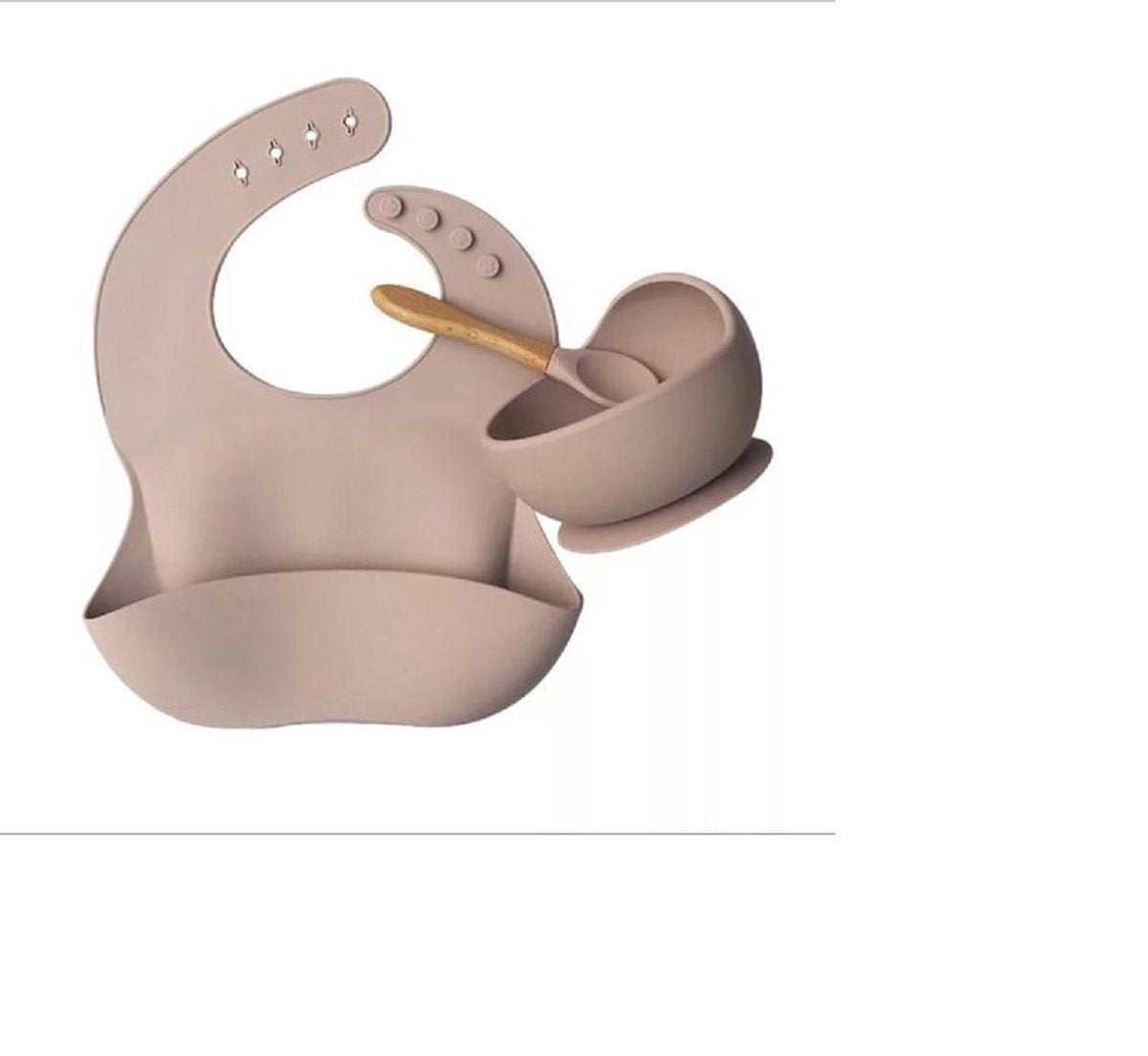 Siliconen Slab met Kom en Lepel Slabbetje met Opvangbak Verstelbaar en Waterproof Baby Peuter Kraamcadeau Babyshower
