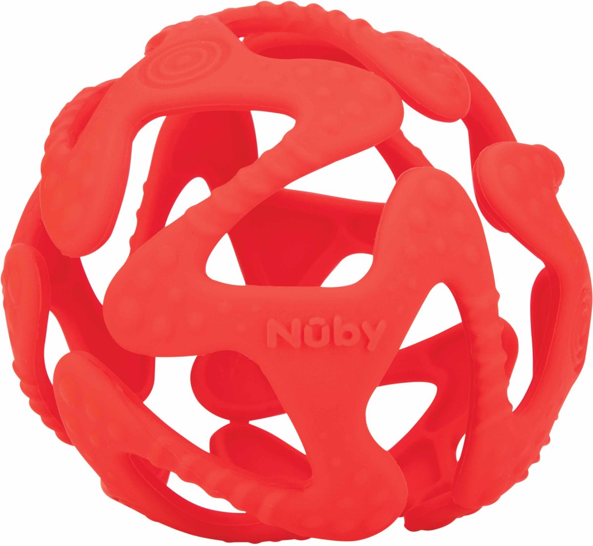 Nûby - Bijtring - Silicone bijtbal - Rood - 3m+