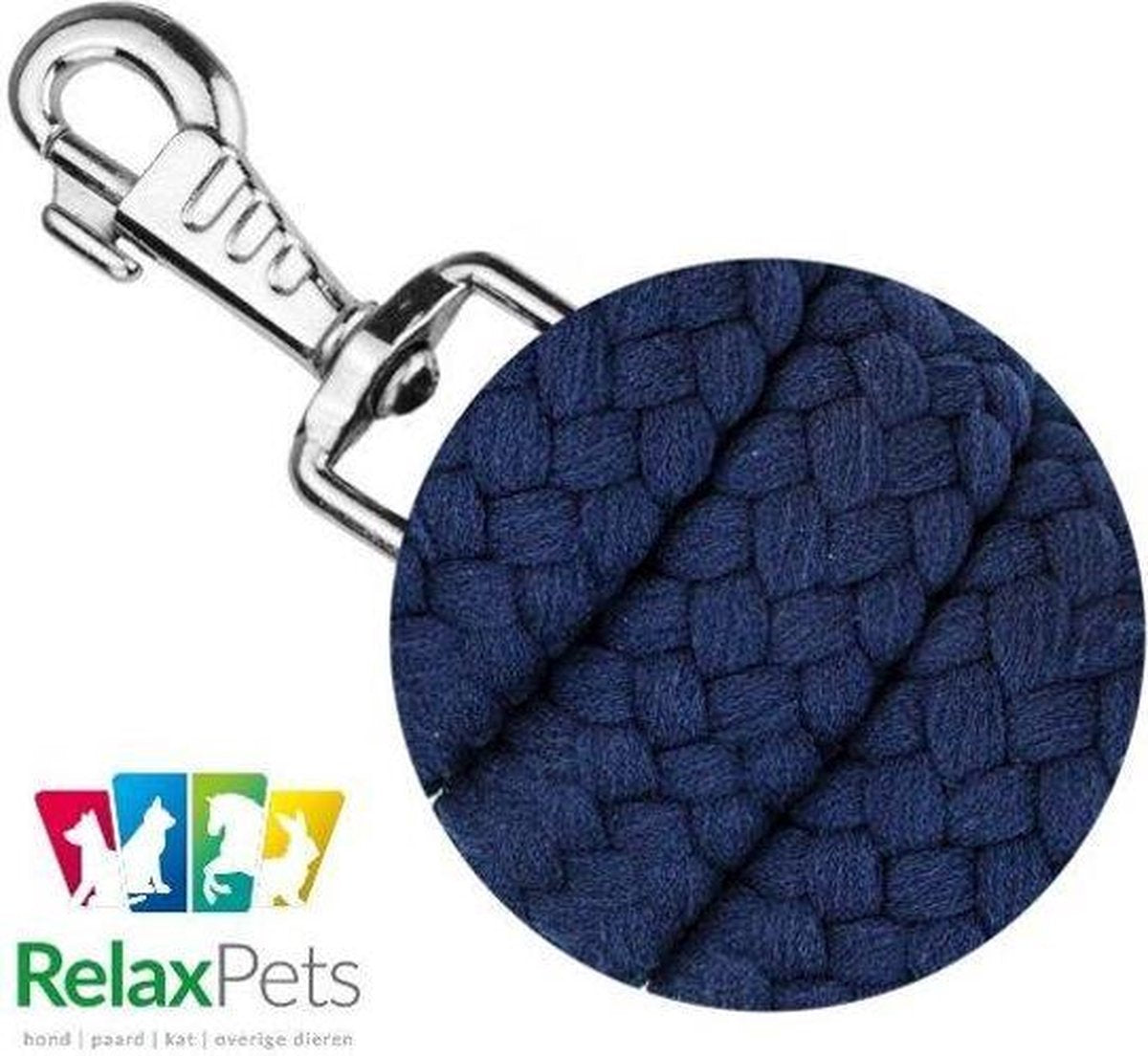 RelaxPets - Halstertouw - Halstertouwen - Touw - Excellent Soft - Musketonhaak - XXL - Donker Blauw  - 250cm - 4 stuks