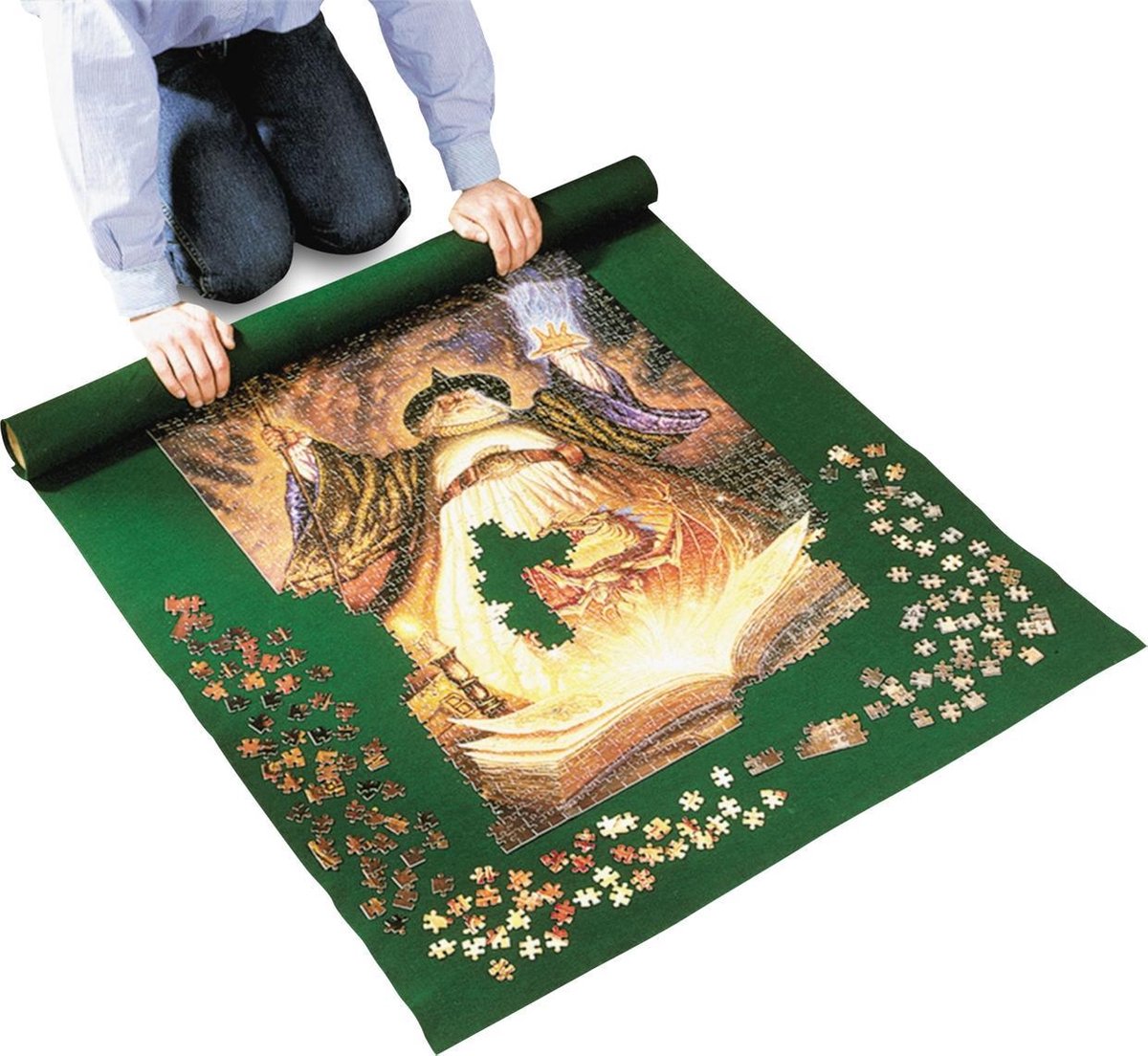 ComfortTrends Puzzelrol Mat 122 x 76 cm (lxb) - Groen - Ideaal voor het opbergen van puzzels