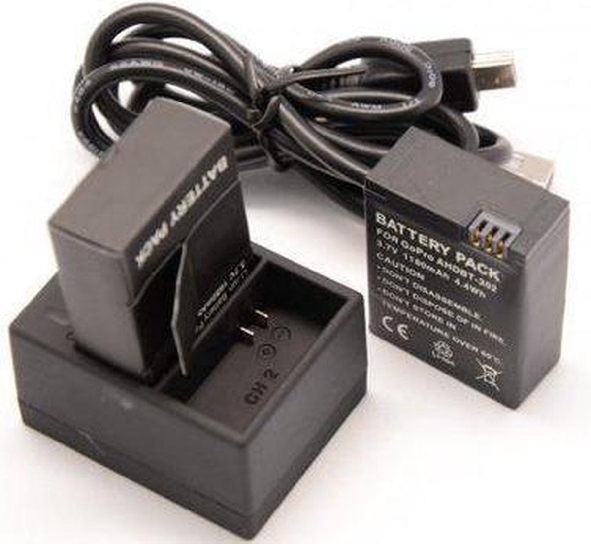 2x Accu / Batterij + Quickcharger GoPro Hero 3 / 3+