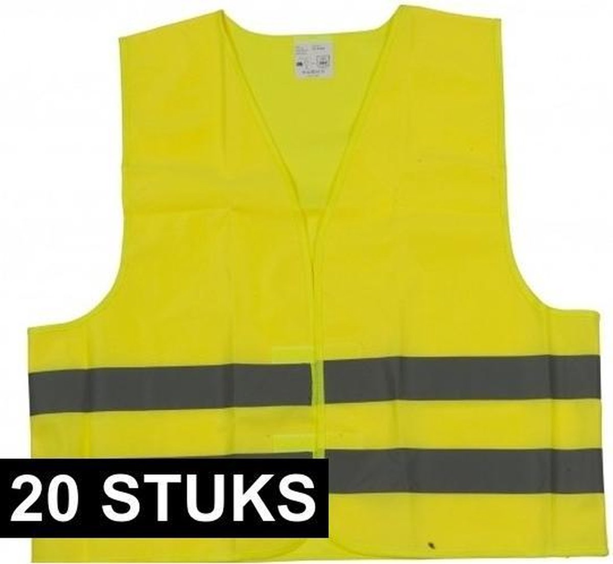 20x Veiligheidsvest geel voor volwassenen - Reflecterende veiligheidsvesten 20 stuks