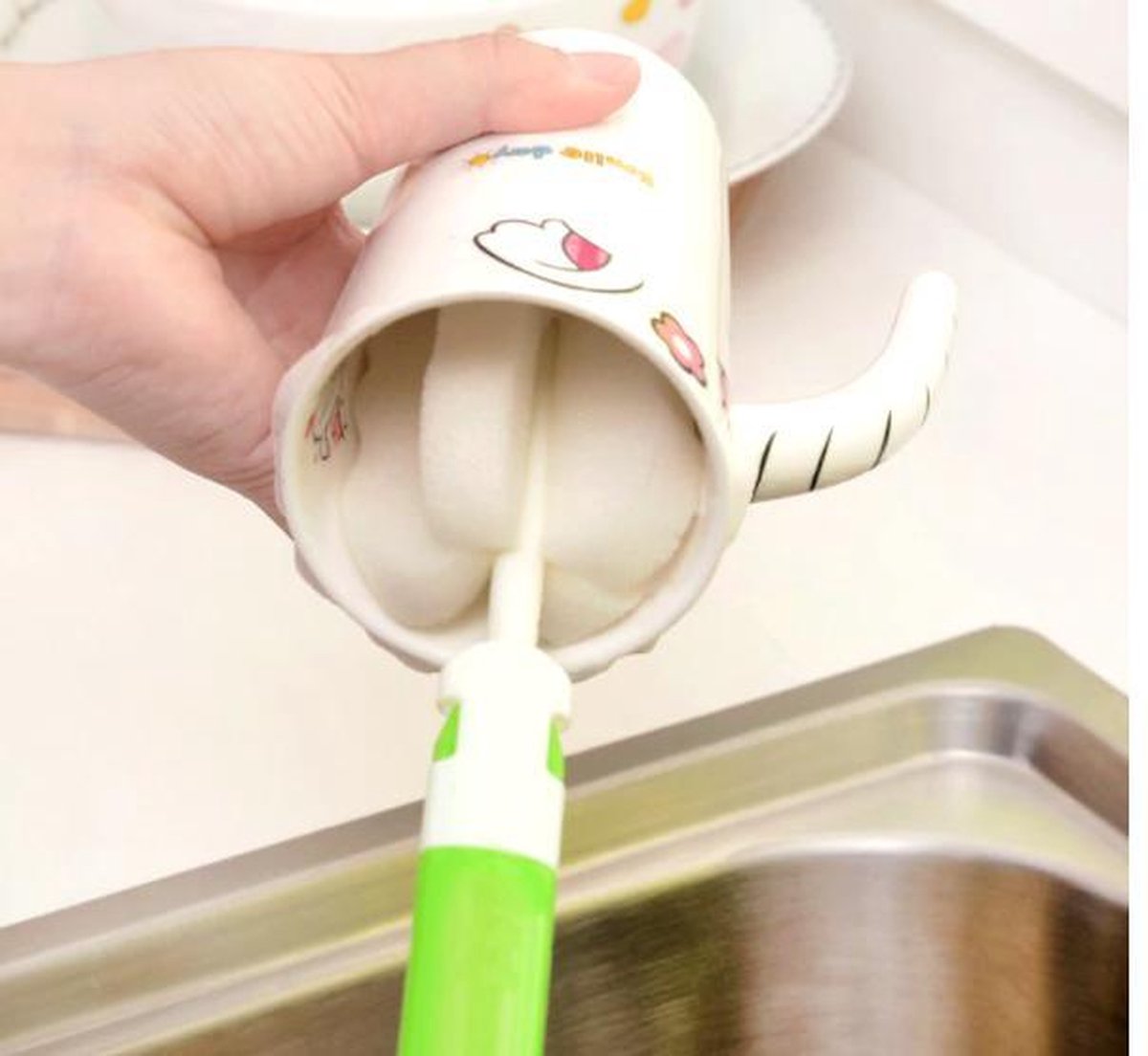 1 Stuk - Schoonmaakborstel - Glazenborstel - Schoonmaken van glazen - Groen - Glazen schoonmaakborstel - Afwasborstel - Spons - Schoonmaakmethode - Spons