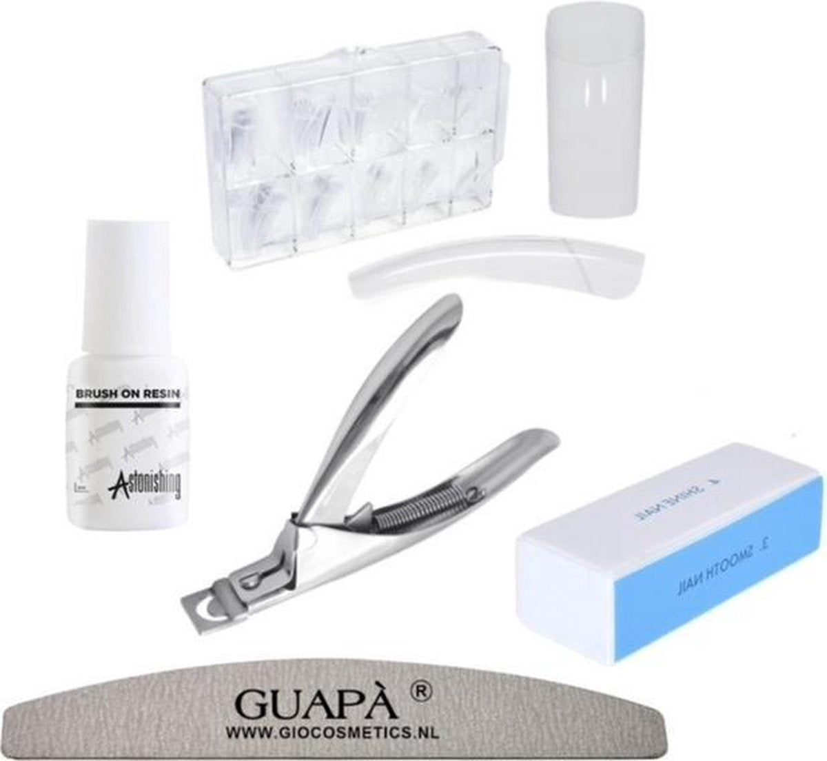 GUAPÀ - Kunstnagel Set voor het zetten van Nagelverlenging - 100 stuks Transparant Deluxe Nagel Kit - Acryl