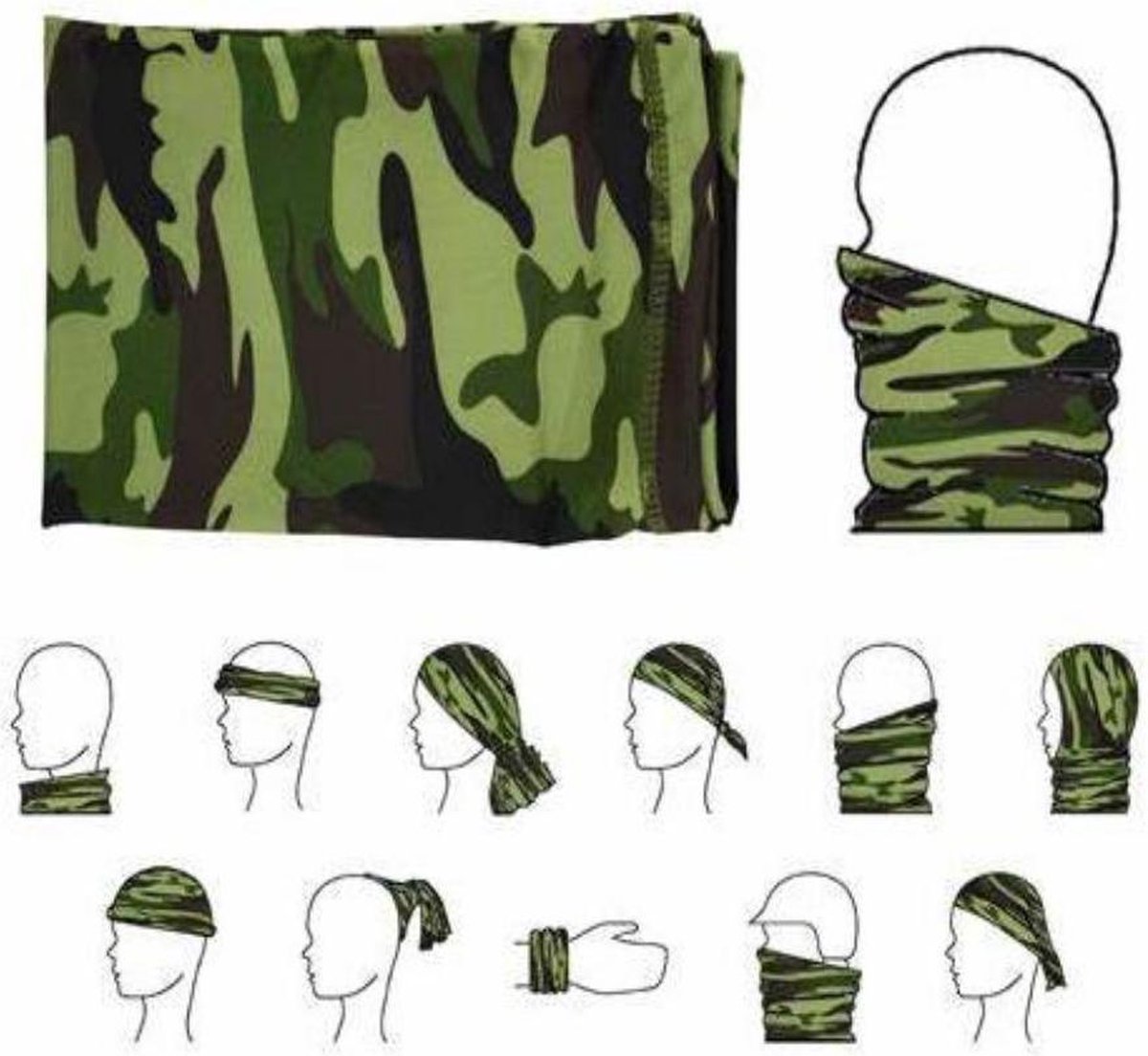 Colsjaal / Neksjaal / Bandana / Bikesjaal camouflage green