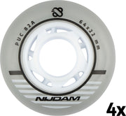 Nijdam Inline skate wielen - 64x22 mm - 85A - 4st - Zilver/Wit/Zwart