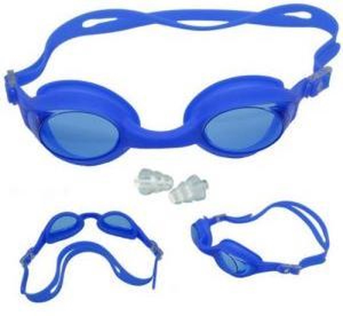 Zwembril met oordopjes multicolour blauw roze of zwart