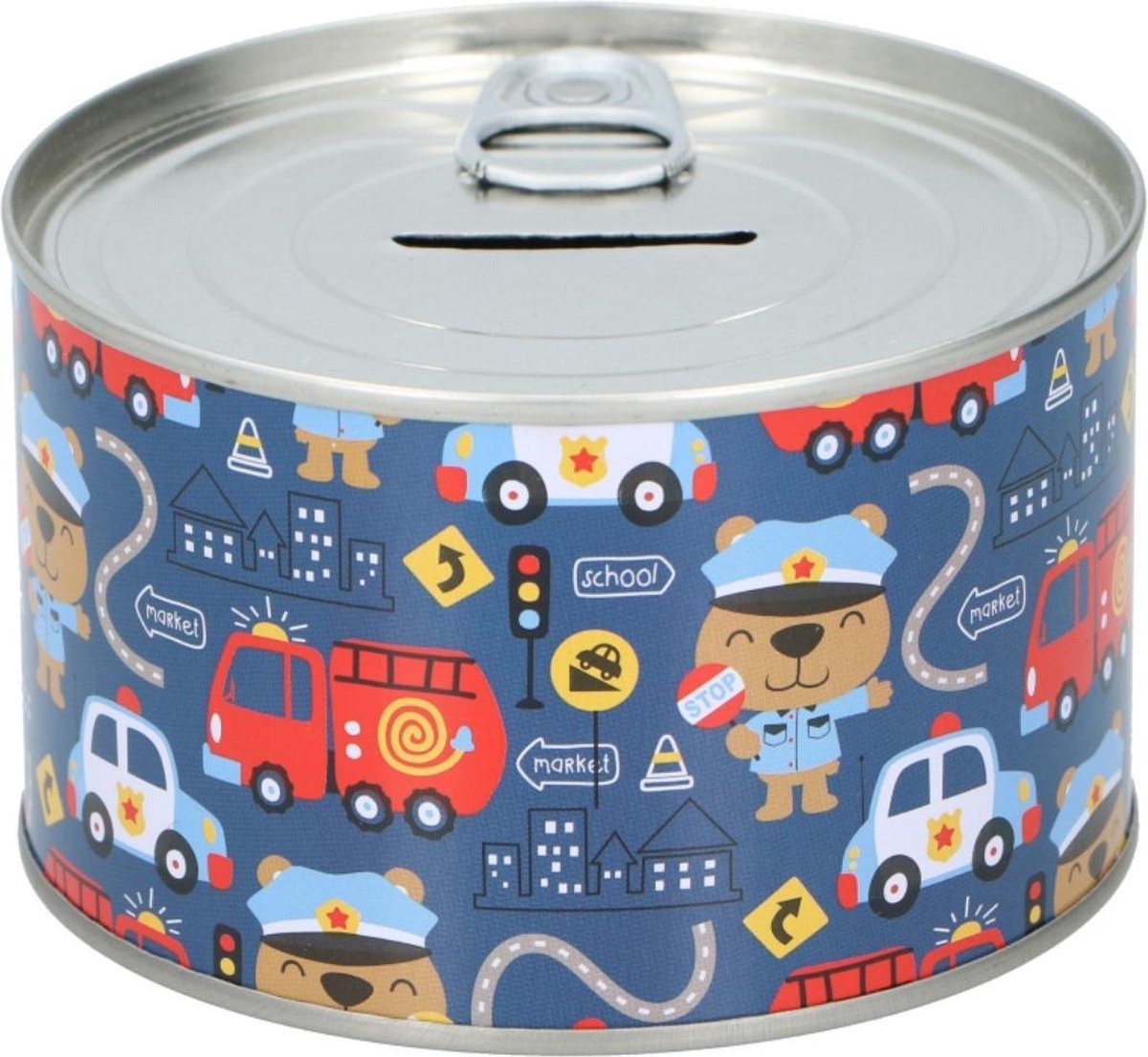 Tom Spaarpot Blik Junior 10 Cm Staal Blauw