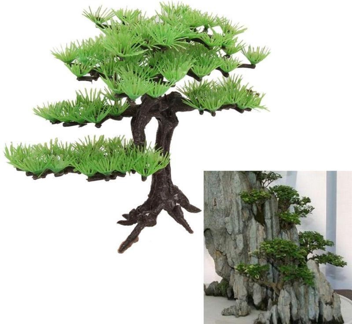 Dierplezier - Aquarium decoratie - Boom - Kunstplant Aquarium - Planten voor aquarium - Mooie plantendecoratie –Plantenbundel - Aquariumdecoratie 19cm x 10cm - Aquariumversiering - Benodigdheden aquarium