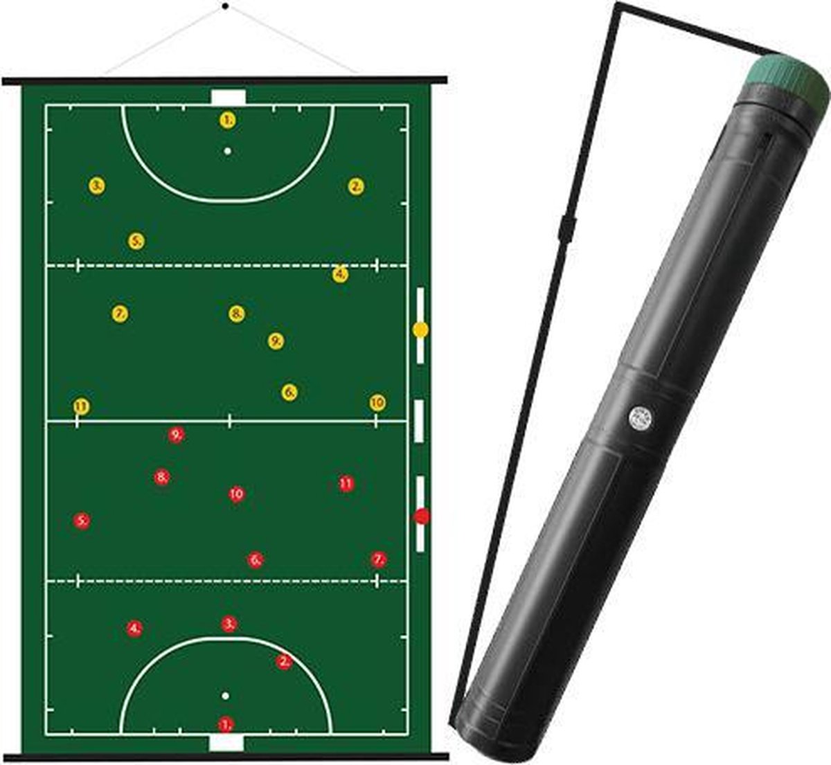 Oprolbaar HOCKEY coachbord (74x100 cm) + draagkoker