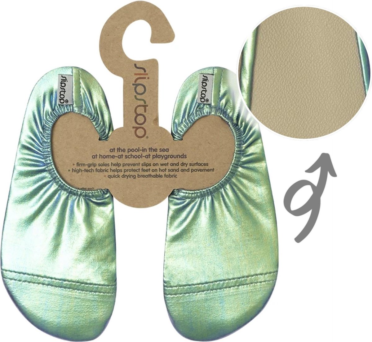 Slipstop Waterschoen Kinderen / Zwemschoenen / Zwemslof / Antislip Schoen / Gymschoen - Starry Green/Groen Metallic INF 18/20