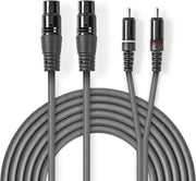 XLR-Audiokabel | 2x XLR 3-pins female - 2x RCA male | 1