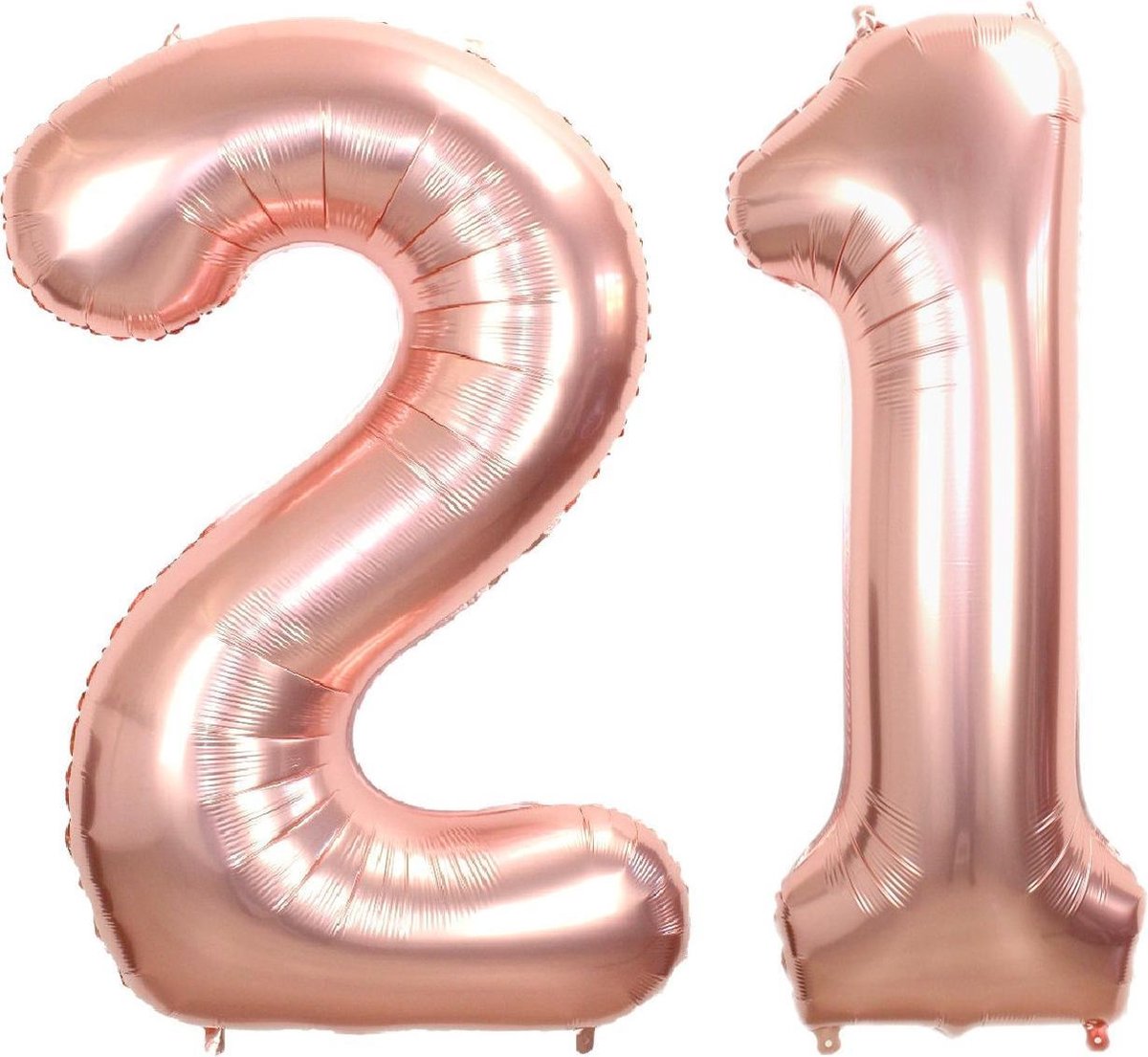Folie Ballon Cijfer 21 Jaar Rosé Goud 70Cm Verjaardag Folieballon Met Rietje