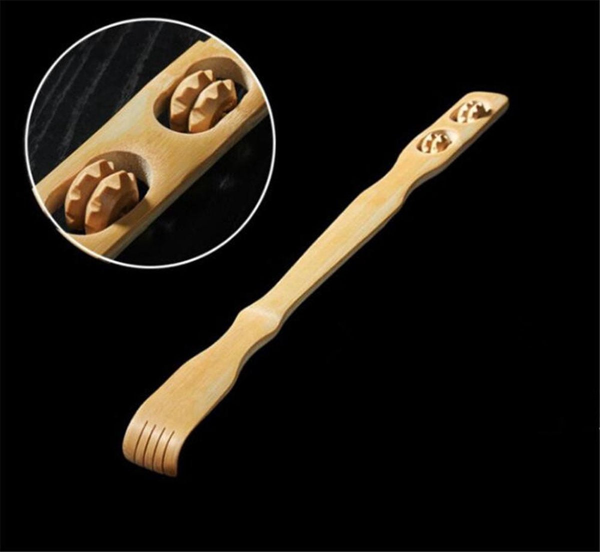 Doodadeals® Rugkrabber Bamboe – Rugkrabber Hout – Massage Roller Hout – Rugmassage