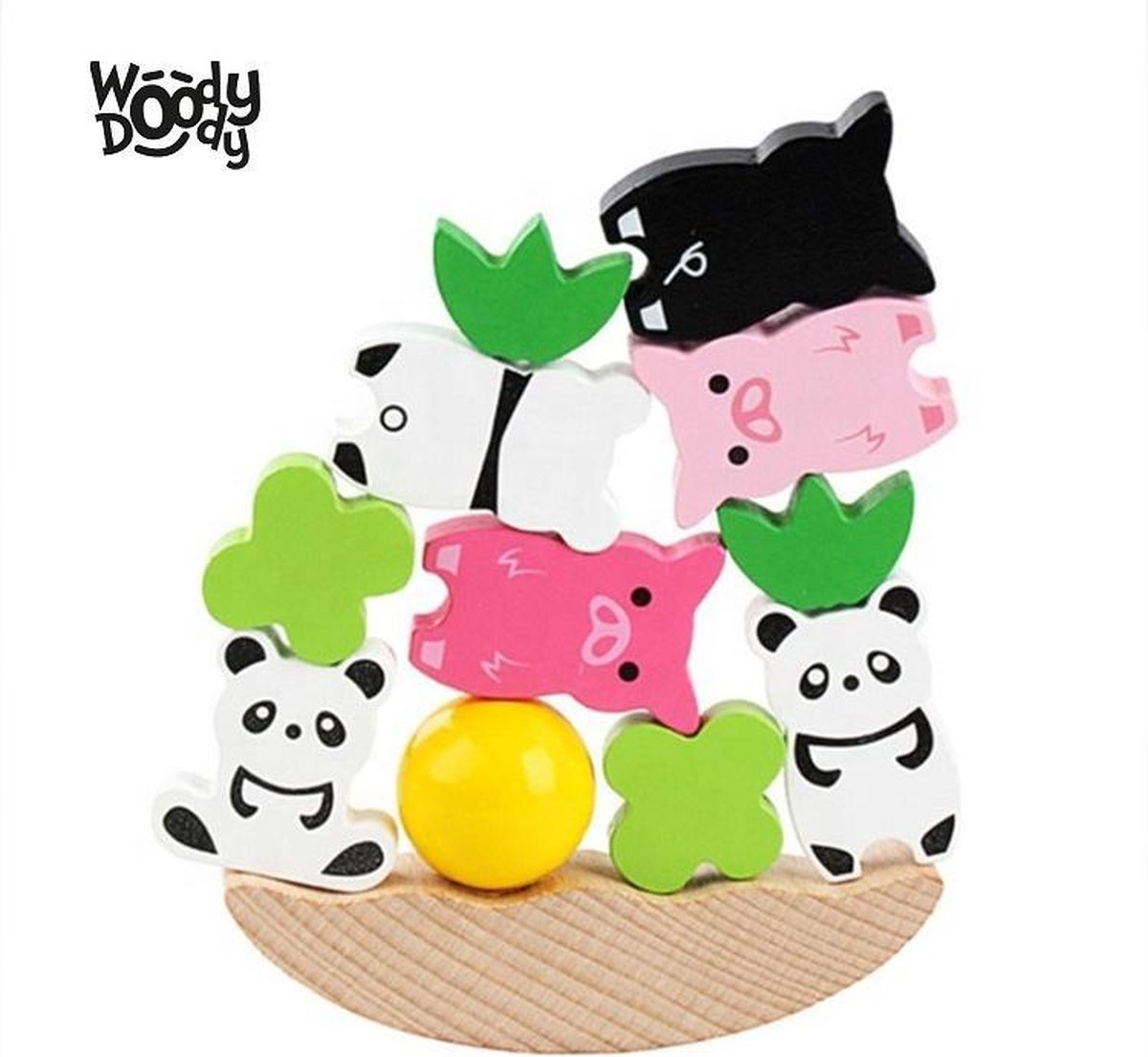 Balanceer Puzzel Pandas en Biggetjes Kleuter Educatief Speelgoed 4 jaar Houten Blokken Peuter Speelgoed Blokken - WoodyDoody