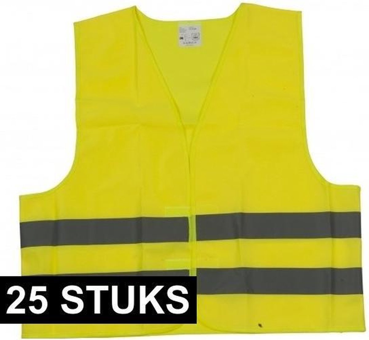 25x Veiligheidsvest geel voor volwassenen - Reflecterende veiligheidsvesten 25 stuks