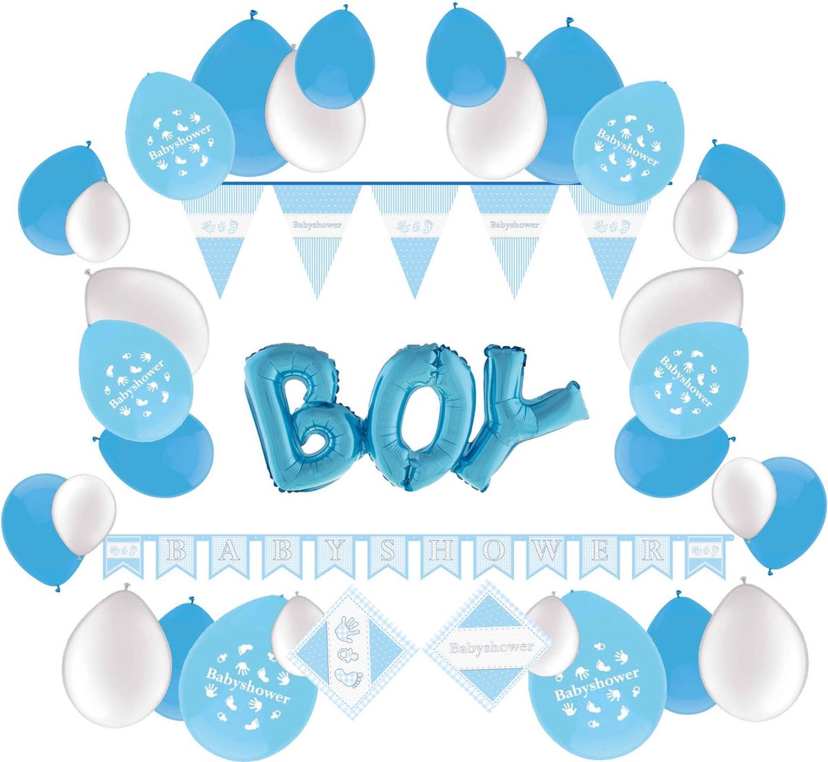 e-Carnavalskleding.nl Feestversiering pakket babyshower jongen | Versiering babyshower feest jongen | Babyshower feestversiering voor een baby feest | Leuk pakket baby jongen met feestartikelen voor de Babyshower Medium
